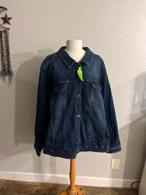 AnyBody Plus Size 4X Dark Wash Repreve Stretch Denim Jacket